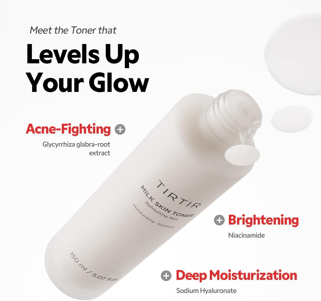 TIRTIR Milk Skin Rice Toner - Deep Moisturizing, Refreshing and Moisturizing for Face, Niacinamide, Ceramide, Rice Bran Extract, Natural Ingredients, Korean Skin Care