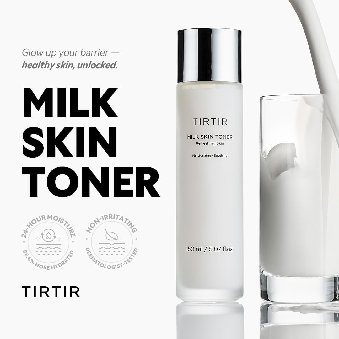 TIRTIR Milk Skin Rice Toner - Deep Moisturizing, Refreshing and Moisturizing for Face, Niacinamide, Ceramide, Rice Bran Extract, Natural Ingredients, Korean Skin Care