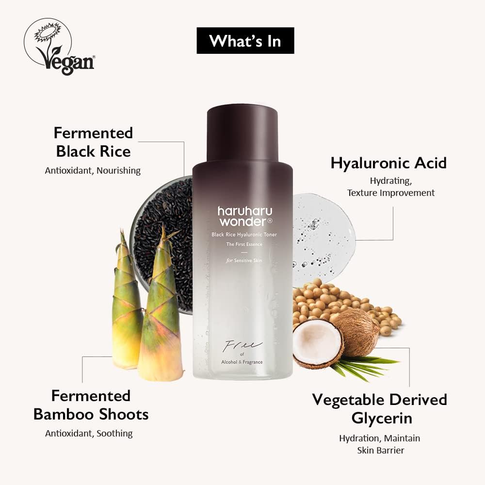 Haruharu Wonder Black Rice Hyaluronic Toner, moisturizing, moisturizing, nourishing for sensitive skin 150ml | Alcohol-free, Fragrance Free | Vegan, Cruelty-Free, EWG Green…