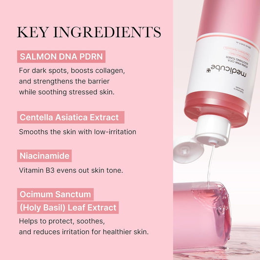 medicube Salmon DNA PDRN Pink CICA Soothing Toner I Pink Glow Toner to Stimulate, Soothe and Soothe Skin, Uneven Complexion, Peptide and Niacinamide, Korean Skin Care (250ml)